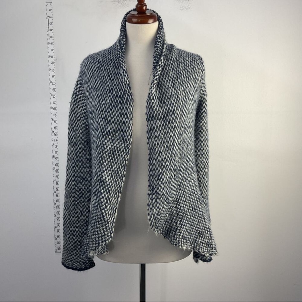 Wooden Ships Black and White Textured Open Cardigan